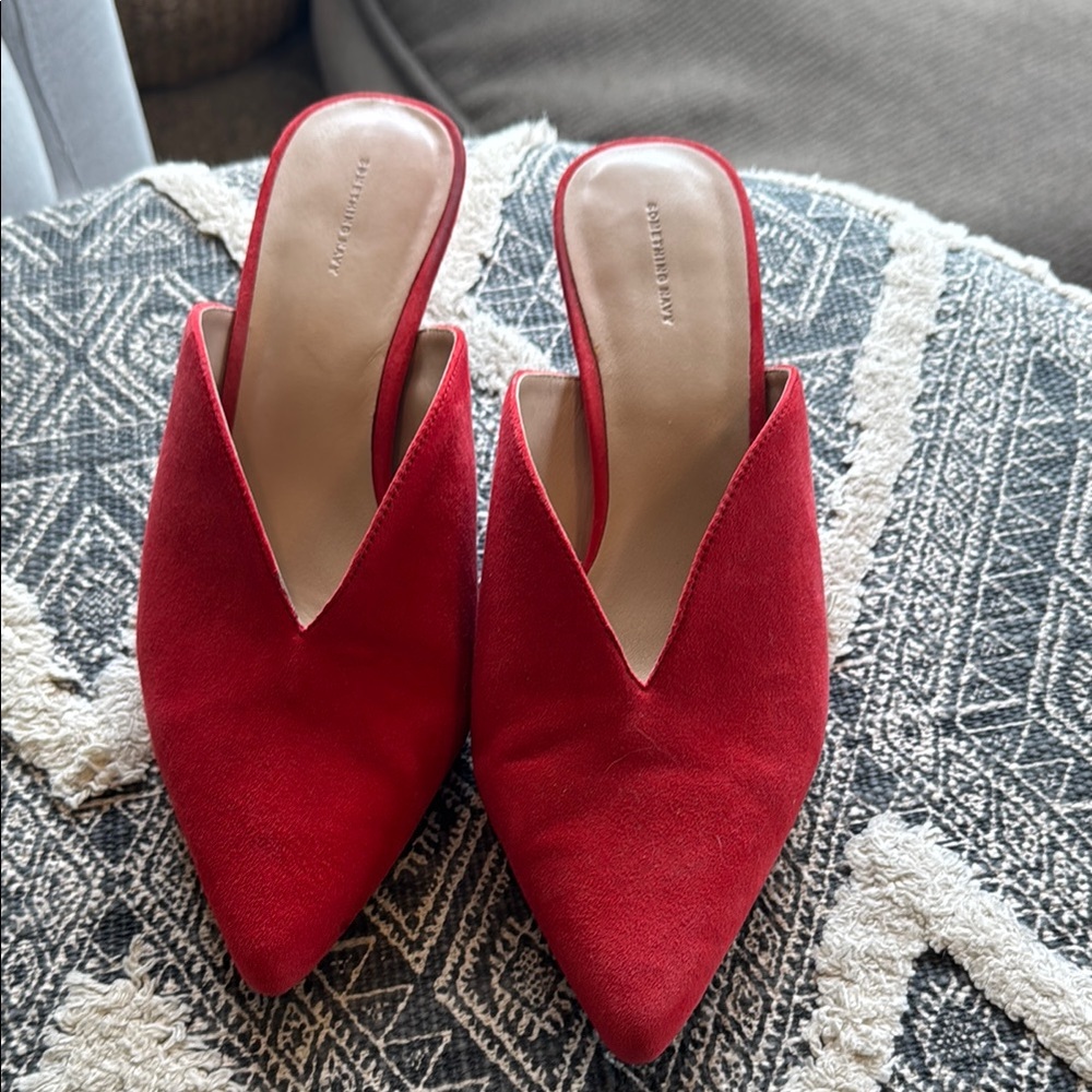 Something Navy Red Mules